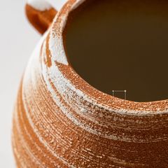 Bình Hoa Gốm Thô Phong Cách Wabi Sabi Nâu Sọc Trắng
