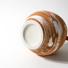 Bình Hoa Gốm Thô Phong Cách Wabi Sabi Nâu Sọc Trắng