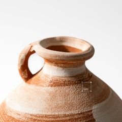 Bình Hoa Gốm Thô Phong Cách Wabi Sabi Nâu Sọc Trắng