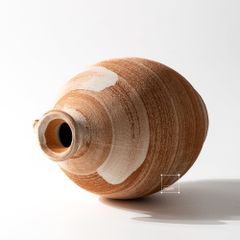Bình Hoa Gốm Thô Phong Cách Wabi Sabi Nâu Sọc Trắng