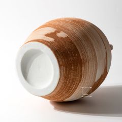 Bình Hoa Gốm Thô Phong Cách Wabi Sabi Nâu Sọc Trắng