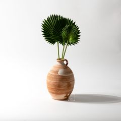 Bình Hoa Gốm Thô Phong Cách Wabi Sabi Nâu Sọc Trắng