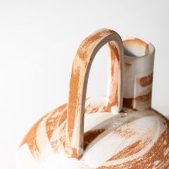 Bình Hoa Gốm Thô Phong Cách Wabi Sabi Nâu Sọc Trắng