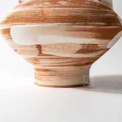 Bình Hoa Gốm Thô Phong Cách Wabi Sabi Nâu Sọc Trắng