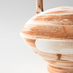 Bình Hoa Gốm Thô Phong Cách Wabi Sabi Nâu Sọc Trắng
