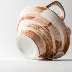 Bình Hoa Gốm Thô Phong Cách Wabi Sabi Nâu Sọc Trắng