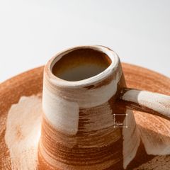Bình Hoa Gốm Thô Phong Cách Wabi Sabi Nâu Sọc Trắng