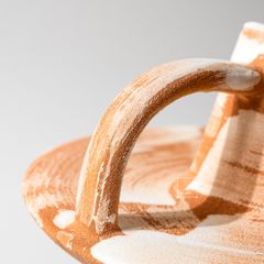 Bình Hoa Gốm Thô Phong Cách Wabi Sabi Nâu Sọc Trắng