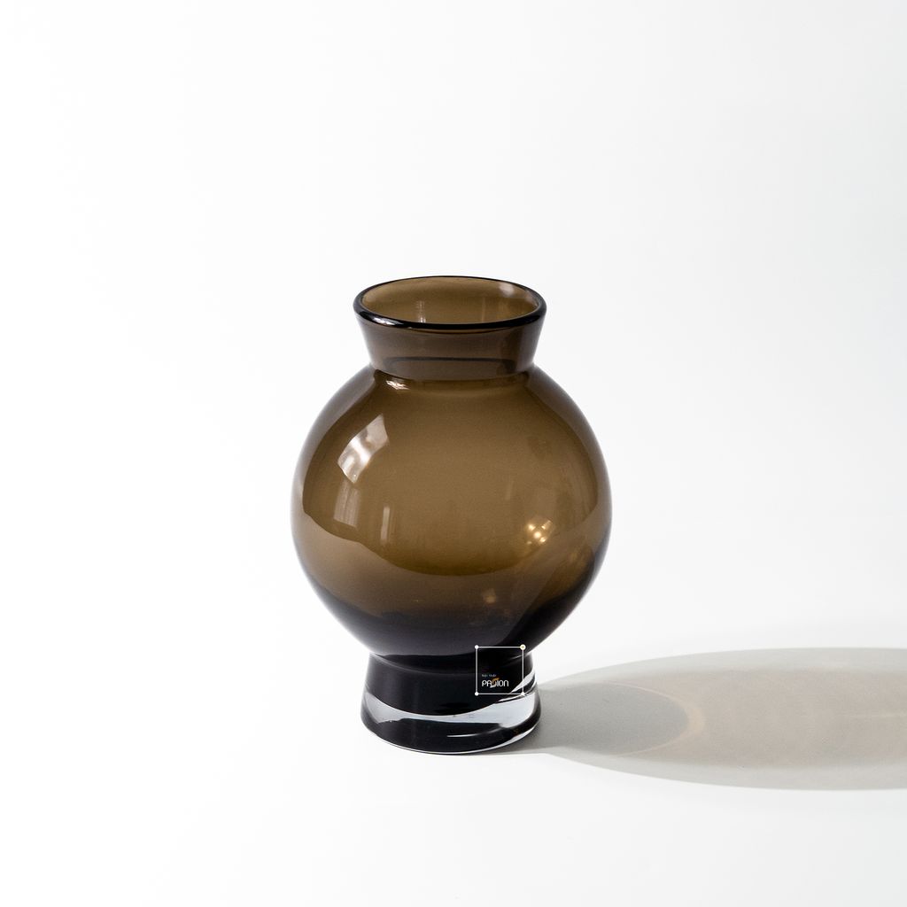 Bình Hoa Thủy Tinh Nâu Kiểu Pháp Gợn Sóng Sang Trọng