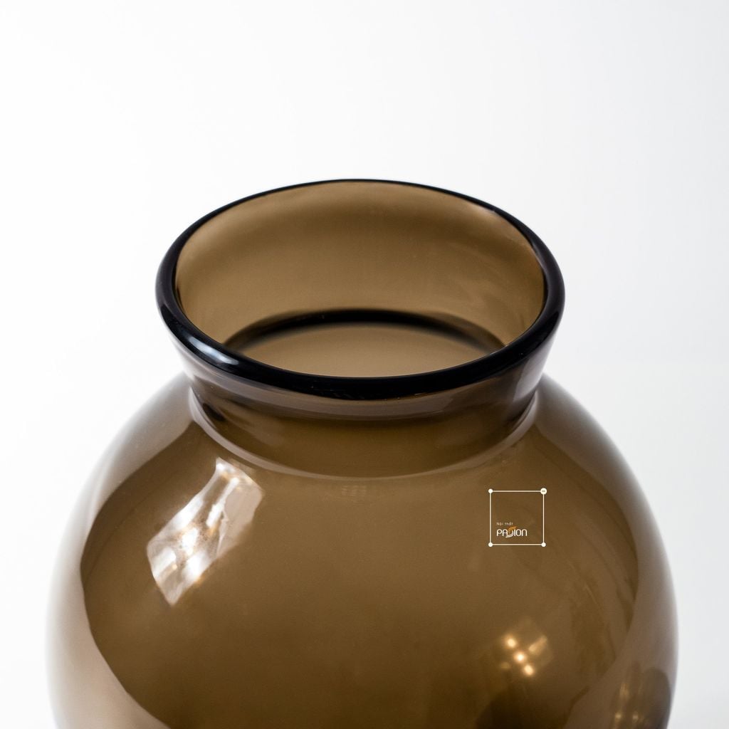 Bình Hoa Thủy Tinh Nâu Kiểu Pháp Gợn Sóng Sang Trọng