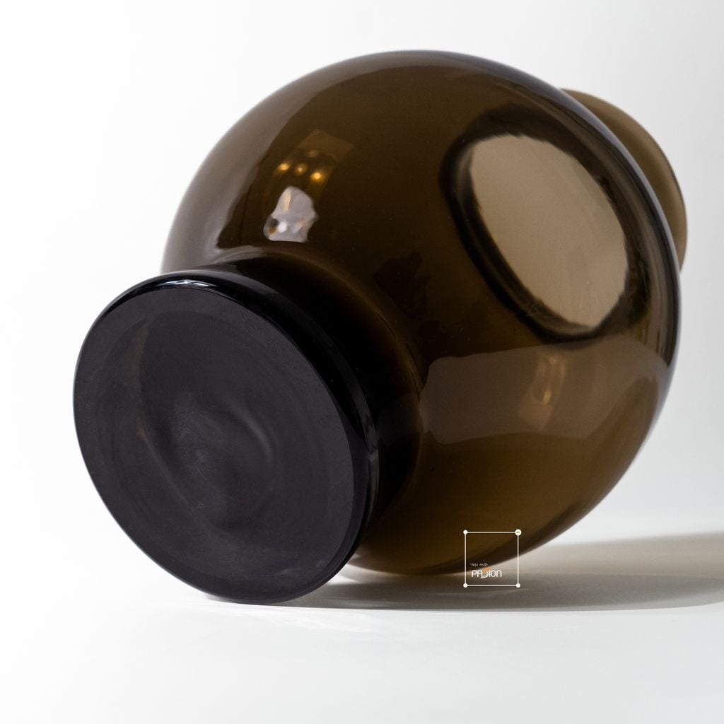 Bình Hoa Thủy Tinh Nâu Kiểu Pháp Gợn Sóng Sang Trọng