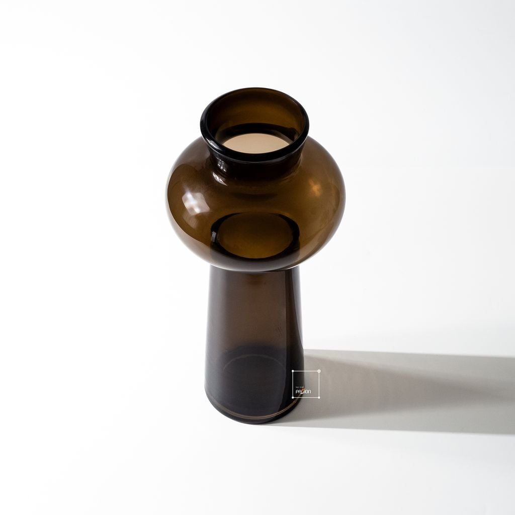 Bình Hoa Thủy Tinh Nâu Kiểu Pháp Gợn Sóng Sang Trọng