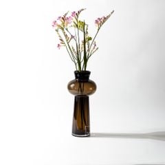 Bình Hoa Thủy Tinh Nâu Kiểu Pháp Gợn Sóng Sang Trọng