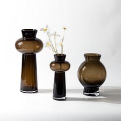 Bình Hoa Thủy Tinh Nâu Kiểu Pháp Gợn Sóng Sang Trọng