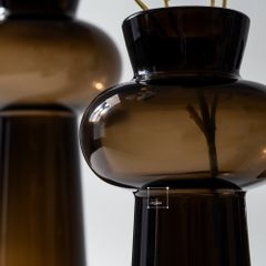 Bình Hoa Thủy Tinh Nâu Kiểu Pháp Gợn Sóng Sang Trọng