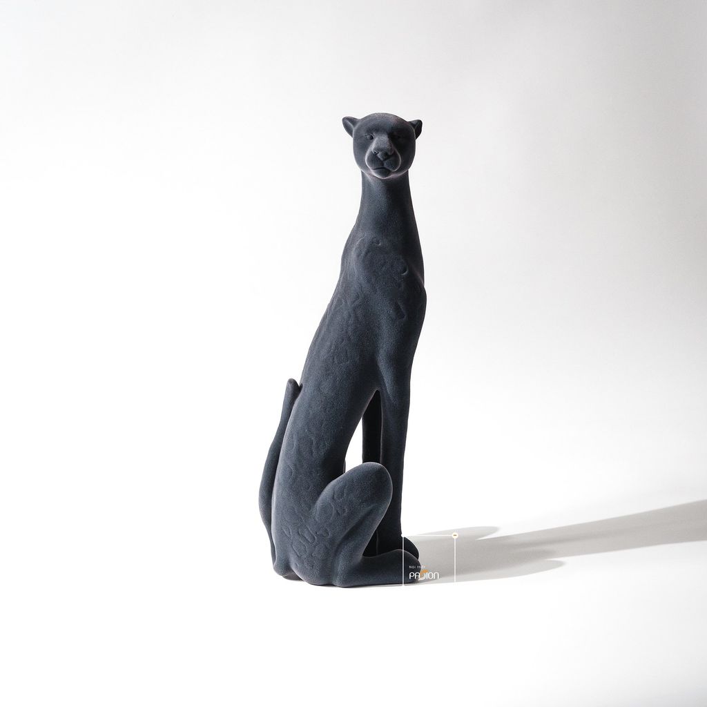 Tượng Báo Nâu Hình Đốm Nhung Ngồi Sang Trọng