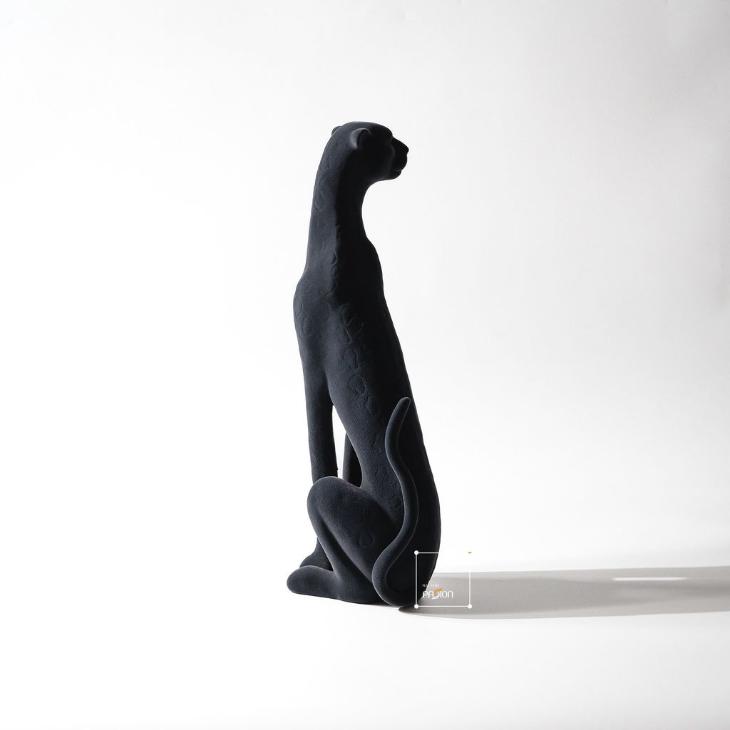 Tượng Báo Nâu Hình Đốm Nhung Ngồi Sang Trọng