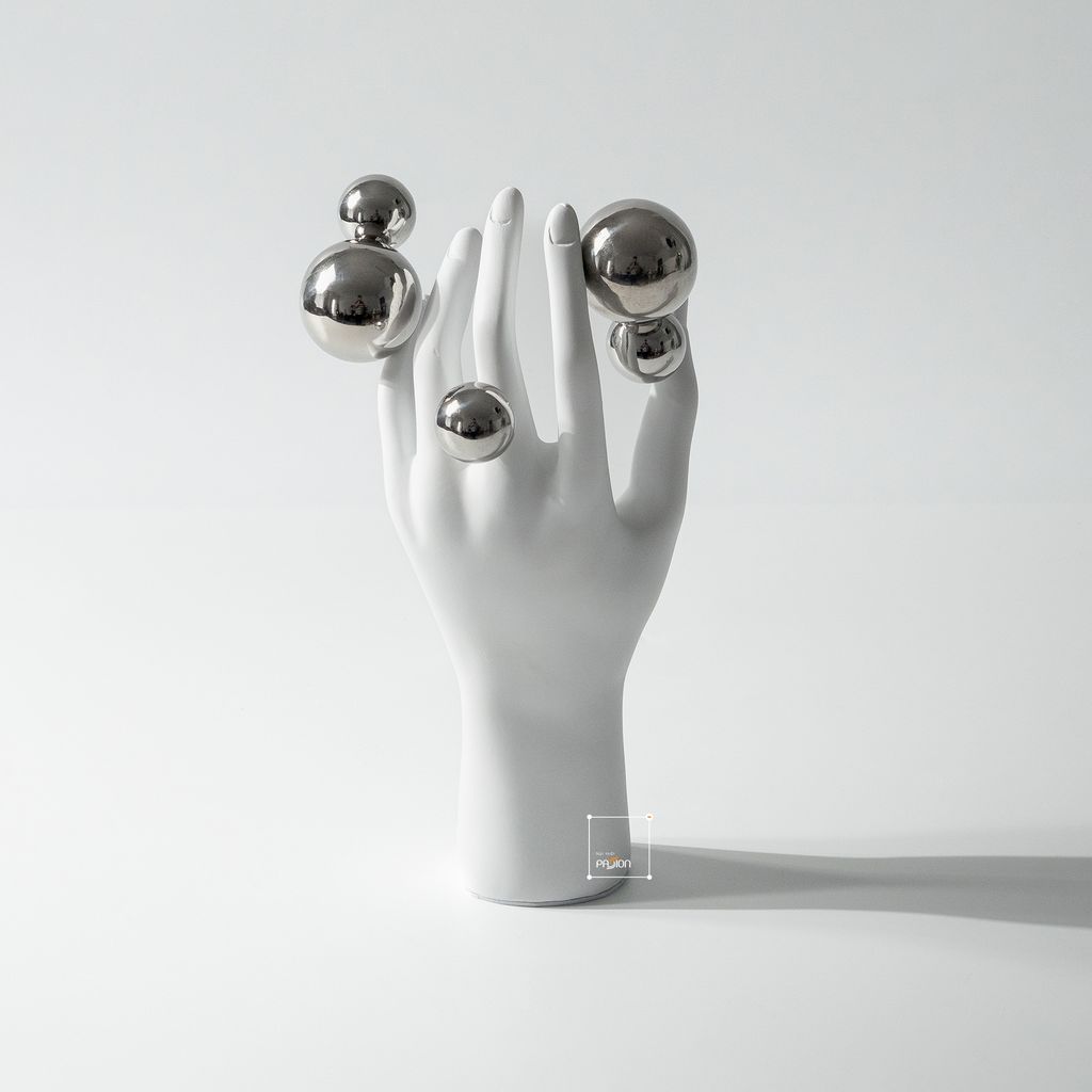 Tượng Bàn Tay Phối Khối Bạc Tròn Sáng Tạo