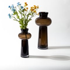 Bình Hoa Thủy Tinh Nâu Kiểu Pháp Gợn Sóng Sang Trọng