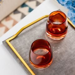 Khay Decor Bện Da Chữ Nhật Phối Khung Kim Loại Sang Trọng