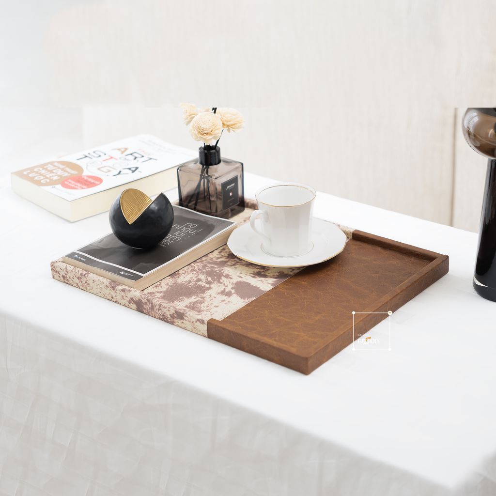 Khay Da In Phối Lông Ngựa Trang Trí Cao Cấp