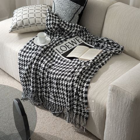 Chăn Phủ Giường Decor Họa Tiết Răng Sói Houndstooth 130x230cm