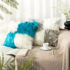 Vỏ Gối Tựa Lưng Lông Mềm Dài Phối Màu Caro