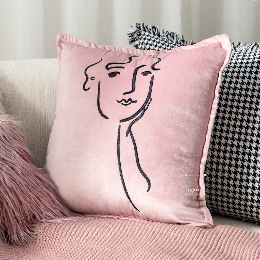 Vỏ Gối Tựa Lưng Trang Trí Sofa Họa Tiết Houndstooth kết hợp Gradient rối