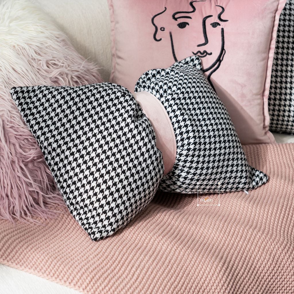 Vỏ Gối Tựa Lưng Trang Trí Sofa Họa Tiết Houndstooth kết hợp Gradient rối