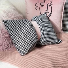 Vỏ Gối Tựa Lưng Trang Trí Sofa Họa Tiết Houndstooth kết hợp Gradient rối