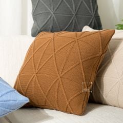 Vỏ Gối Tựa Lưng Trang Trí Đan Len Dập Caro Kim Cương