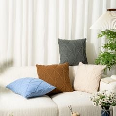 Vỏ Gối Tựa Lưng Trang Trí Đan Len Dập Caro Kim Cương