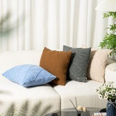 Vỏ Gối Tựa Lưng Trang Trí Đan Len Dập Caro Kim Cương