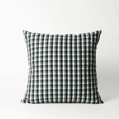 Vỏ Gối Tựa Lưng Cotton Caro Xám Đen