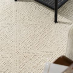 Thảm Trải Sàn Màu Trắng Bắc Âu Sợi Dệt Nổi Tam Giác Chống Thấm