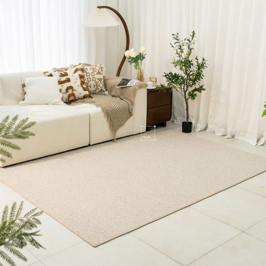 Thảm Lông Sợi Dệt Sợi Đan Kells Tông Nâu Trắng Phong Cách Mộc