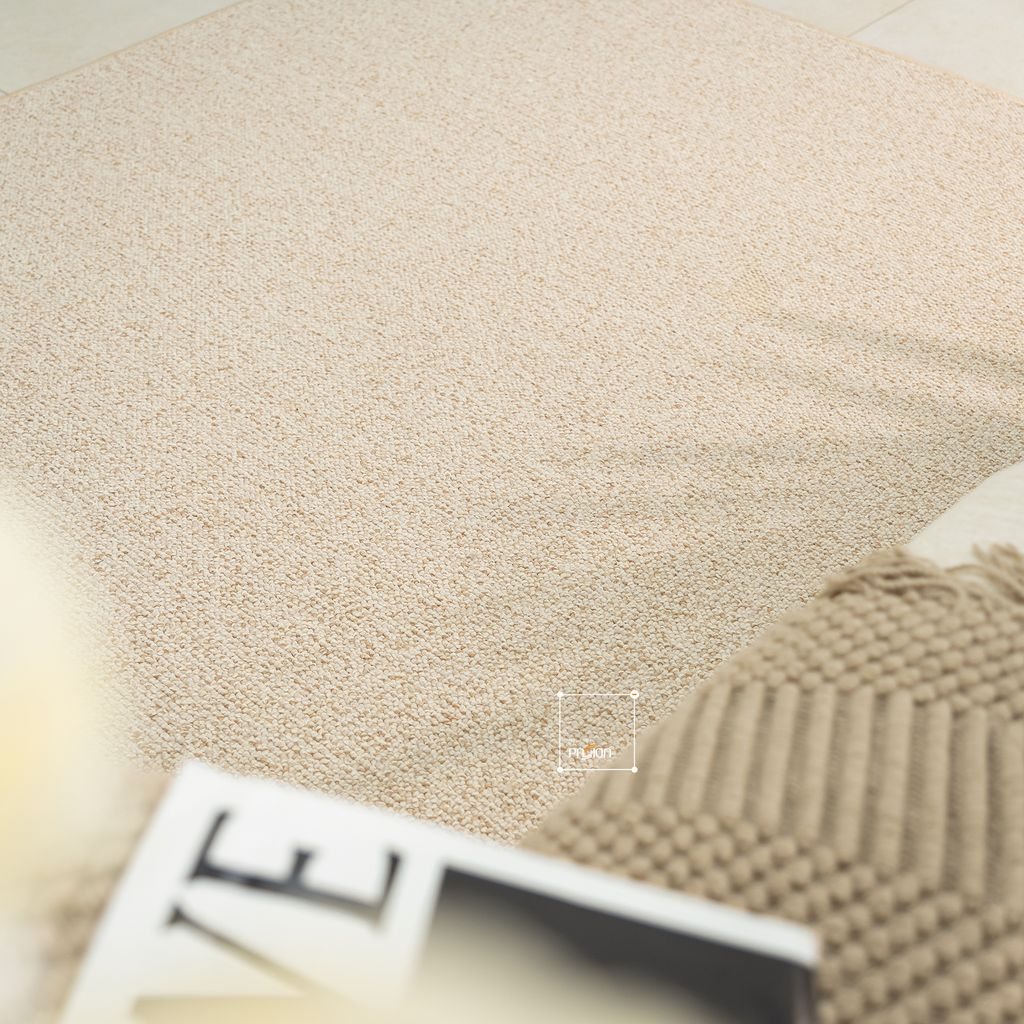 Thảm Lông Sợi Dệt Sợi Đan Kells Tông Nâu Trắng Phong Cách Mộc