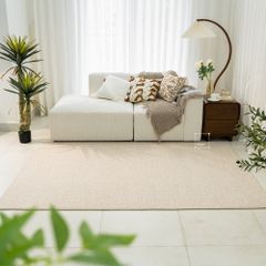 Thảm Lông Sợi Dệt Sợi Đan Kells Tông Nâu Trắng Phong Cách Mộc