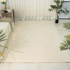 Thảm Trải Sàn Phong Cách Màu Trắng Bắc Âu Sợi Dệt Chống Thấm Caro Vuông