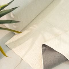 Thảm Trải Sàn Phong Cách Màu Trắng Bắc Âu Sợi Dệt Chống Thấm Caro Vuông