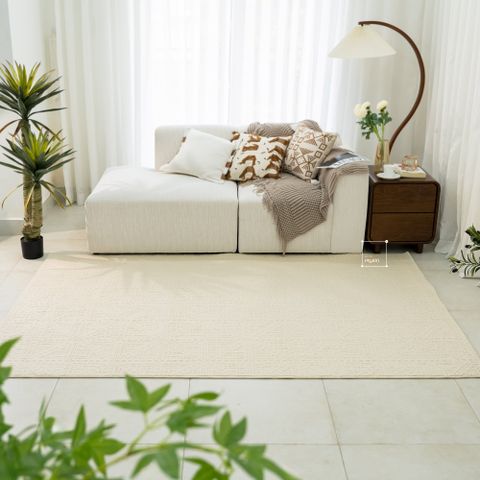 Thảm Trải Sàn Màu Trắng Bắc Âu Sợi Dệt Nổi Tam Giác Chống Thấm