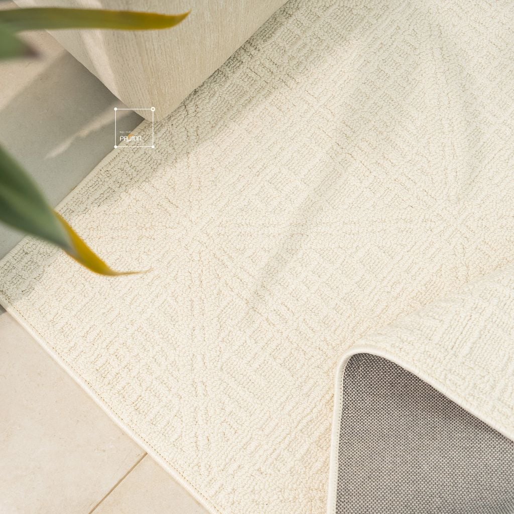 Thảm Trải Sàn Màu Trắng Bắc Âu Sợi Dệt Nổi Tam Giác Chống Thấm