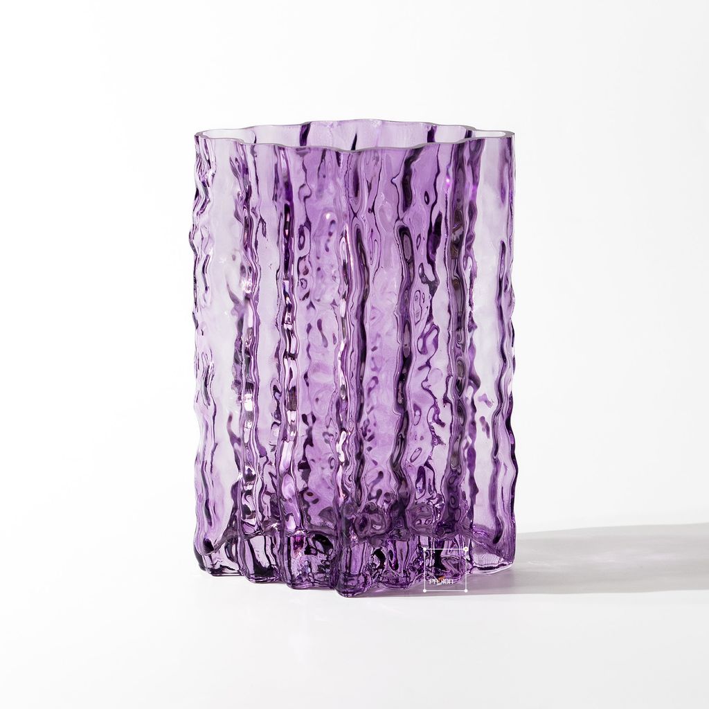 Bình Hoa Thủy Tinh Vuông Vân Sông Băng