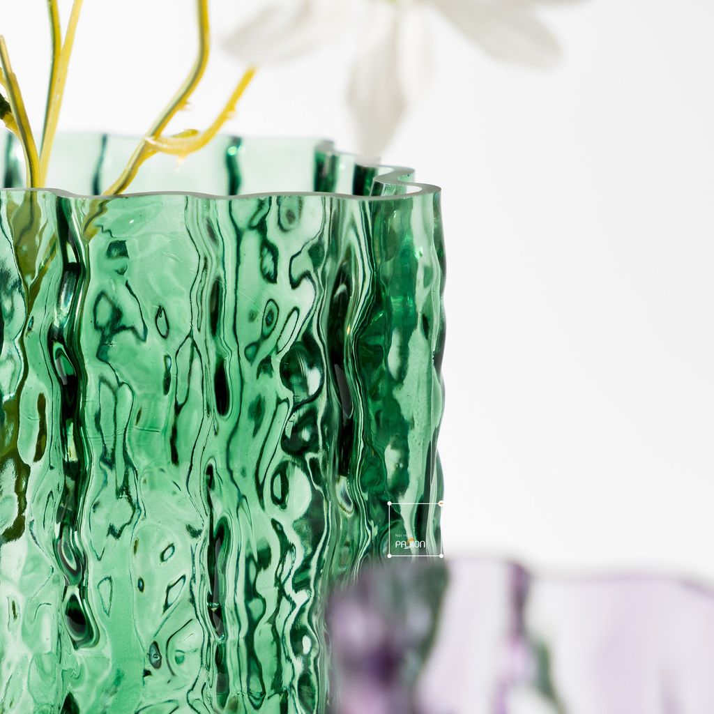 Bình Hoa Thủy Tinh Vuông Vân Sông Băng