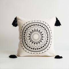 Vỏ Gối Tựa Lưng Sofa Linen Cotton Bohemian Tua Rua