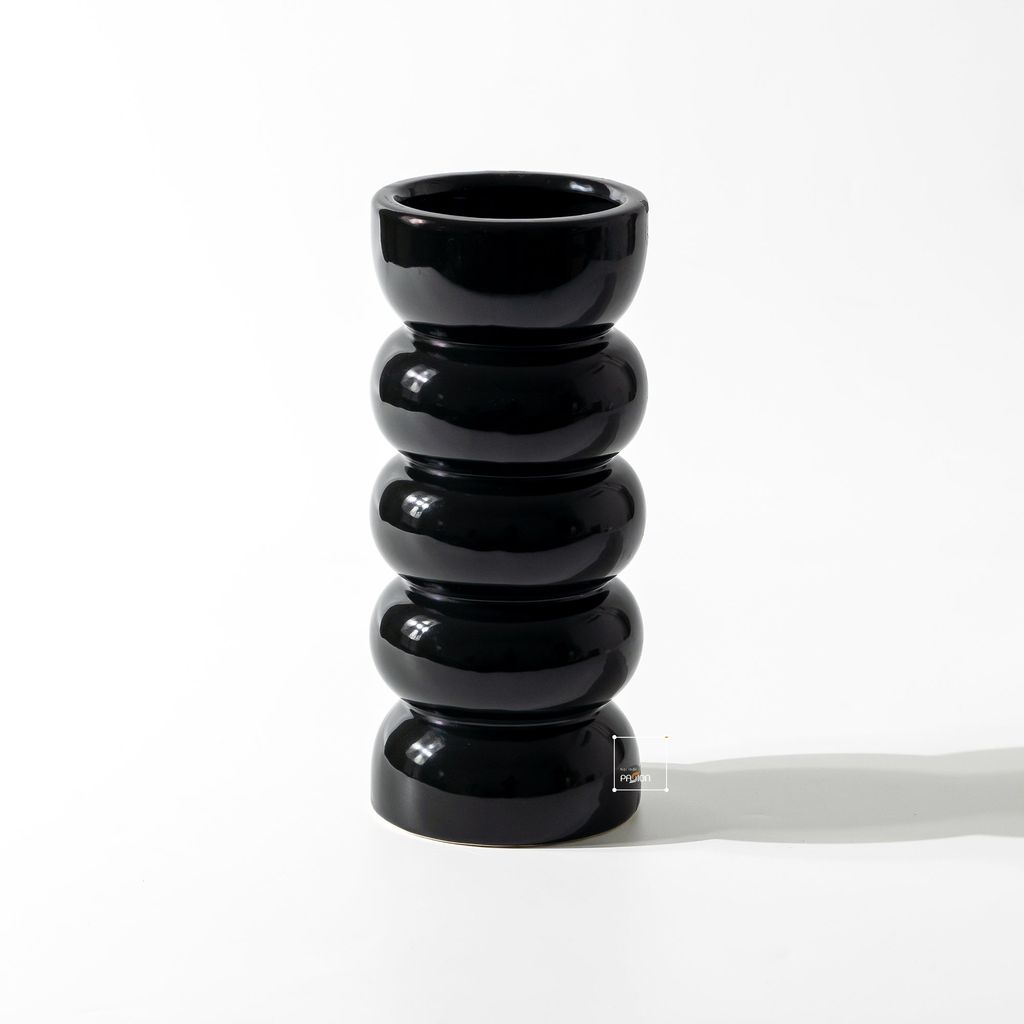 Bình Hoa Gốm Sứ Phong Cách Tối Giản Kiểu Sóng Xếp Sọc