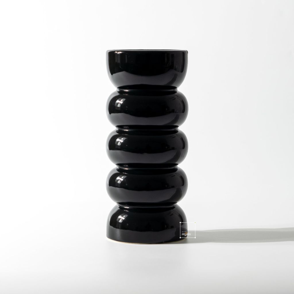 Bình Hoa Gốm Sứ Phong Cách Tối Giản Kiểu Sóng Xếp Sọc