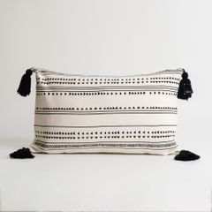 Vỏ Gối Tựa Lưng Sofa Linen Cotton Bohemian Tua Rua