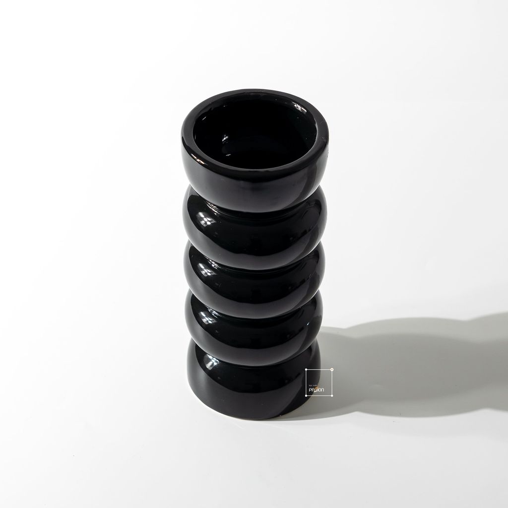 Bình Hoa Gốm Sứ Phong Cách Tối Giản Kiểu Sóng Xếp Sọc