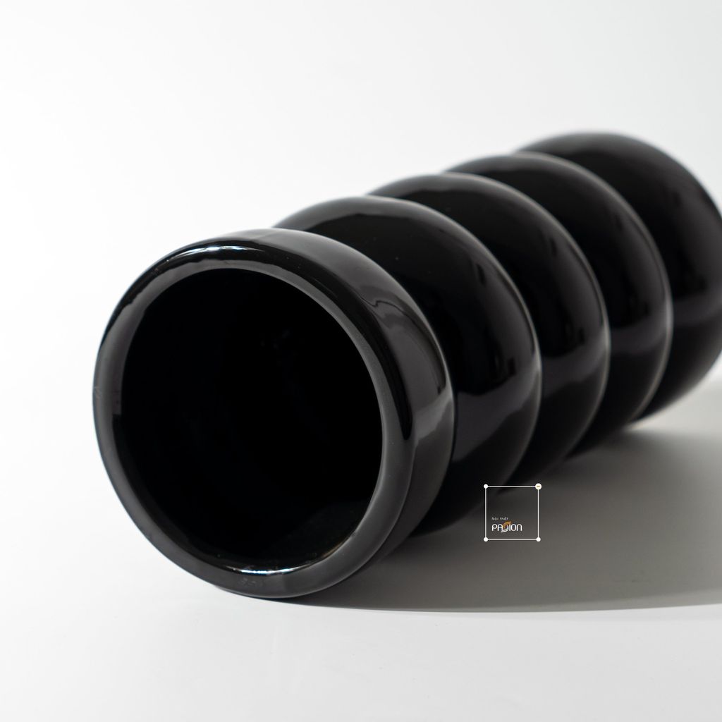 Bình Hoa Gốm Sứ Phong Cách Tối Giản Kiểu Sóng Xếp Sọc